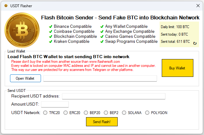 Bitcoin Flasher Screenshot