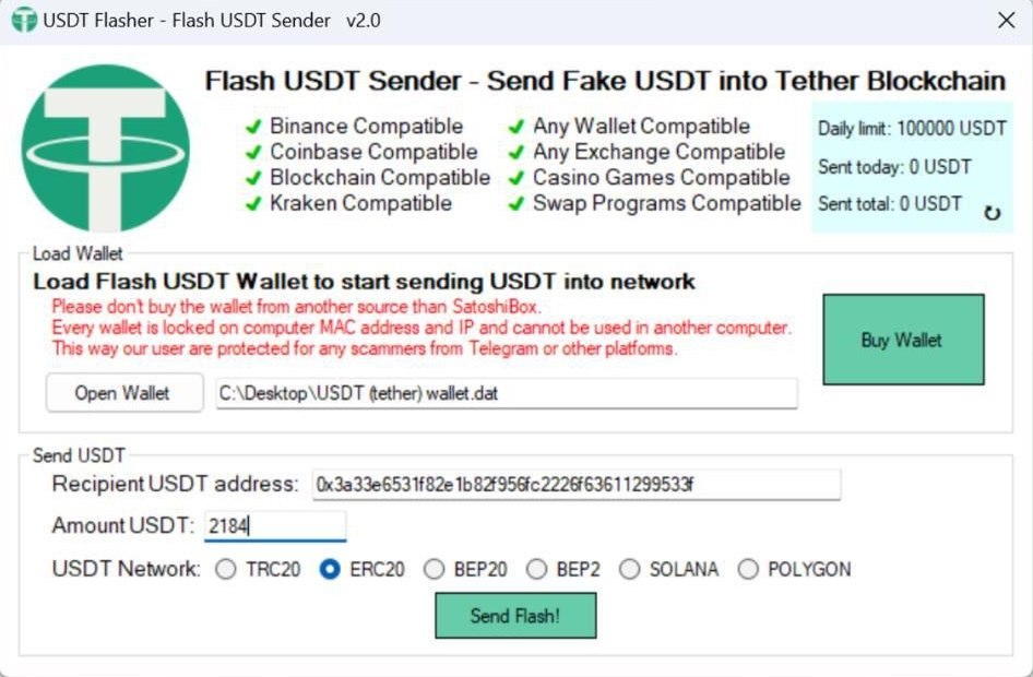 USDT Flasher Screenshot